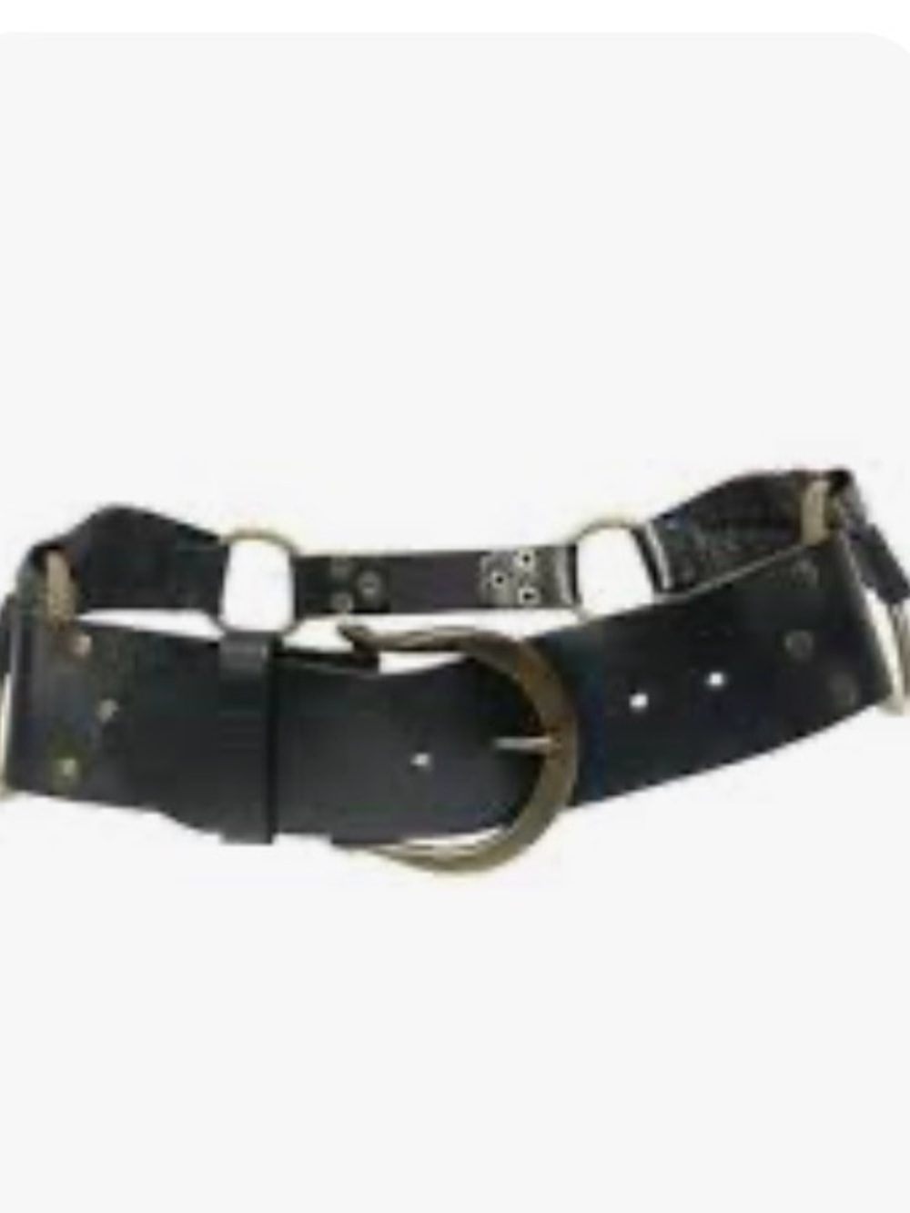 Cabi Wide Leather Black Belt with Brass Hardware in size small